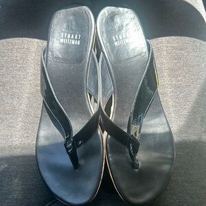 Stuart Weitzman Black Sandals Thong Style